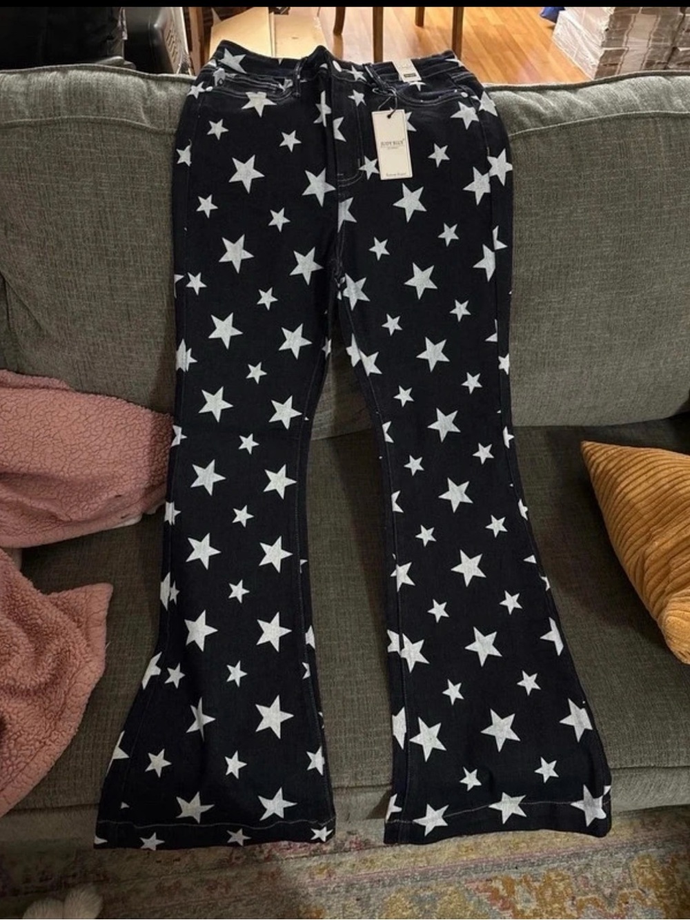 Woman’s Denim Star Print Flared Pants